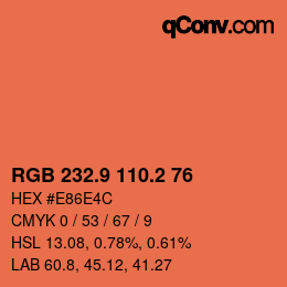 Color code: RGB 232.9 110.2 76 | qconv.com
