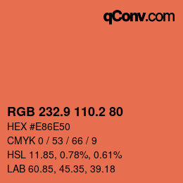 Color code: RGB 232.9 110.2 80 | qconv.com