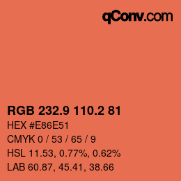 Color code: RGB 232.9 110.2 81 | qconv.com