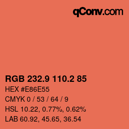 Color code: RGB 232.9 110.2 85 | qconv.com