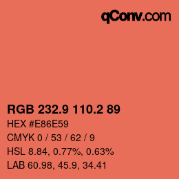 Farbcode: RGB 232.9 110.2 89 | qconv.com