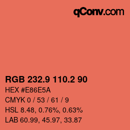 Color code: RGB 232.9 110.2 90 | qconv.com