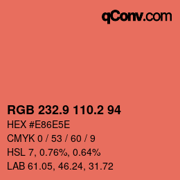 Color code: RGB 232.9 110.2 94 | qconv.com