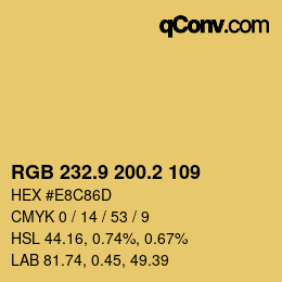 Farbcode: RGB 232.9 200.2 109 | qconv.com