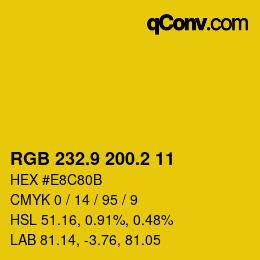カラーコード: RGB 232.9 200.2 11 | qconv.com