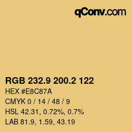 Color code: RGB 232.9 200.2 122 | qconv.com