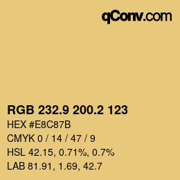 Color code: RGB 232.9 200.2 123 | qconv.com