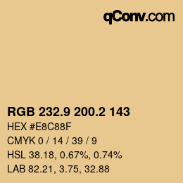 Color code: RGB 232.9 200.2 143 | qconv.com