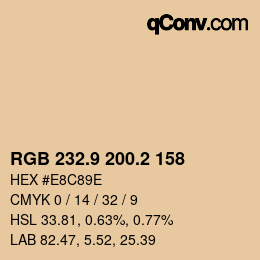 Color code: RGB 232.9 200.2 158 | qconv.com