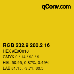 カラーコード: RGB 232.9 200.2 16 | qconv.com