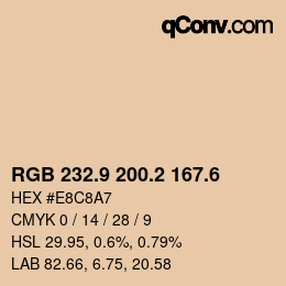 カラーコード: RGB 232.9 200.2 167.6 | qconv.com