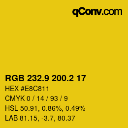 カラーコード: RGB 232.9 200.2 17 | qconv.com