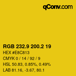 カラーコード: RGB 232.9 200.2 19 | qconv.com