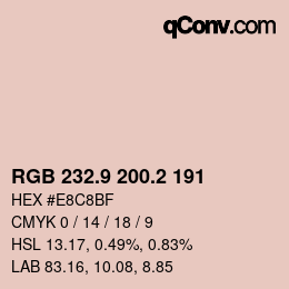 カラーコード: RGB 232.9 200.2 191 | qconv.com