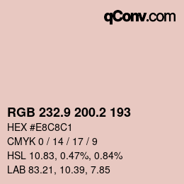 カラーコード: RGB 232.9 200.2 193 | qconv.com