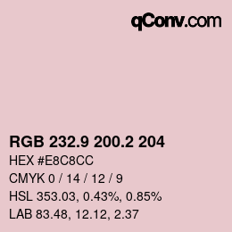 Color code: RGB 232.9 200.2 204 | qconv.com