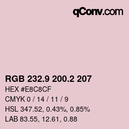カラーコード: RGB 232.9 200.2 207 | qconv.com