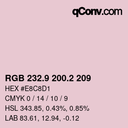 Color code: RGB 232.9 200.2 209 | qconv.com