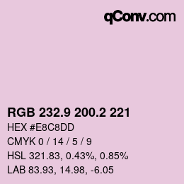 カラーコード: RGB 232.9 200.2 221 | qconv.com