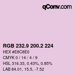 Farbcode: RGB 232.9 200.2 224 | qconv.com