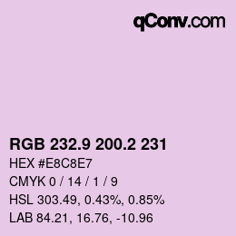 Farbcode: RGB 232.9 200.2 231 | qconv.com