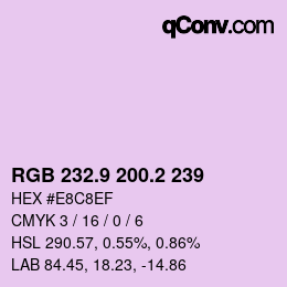 カラーコード: RGB 232.9 200.2 239 | qconv.com