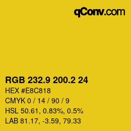カラーコード: RGB 232.9 200.2 24 | qconv.com