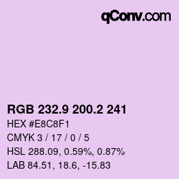 Color code: RGB 232.9 200.2 241 | qconv.com