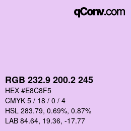 Color code: RGB 232.9 200.2 245 | qconv.com