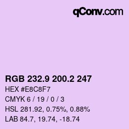 カラーコード: RGB 232.9 200.2 247 | qconv.com