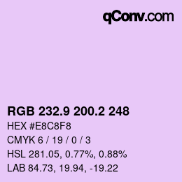 カラーコード: RGB 232.9 200.2 248 | qconv.com