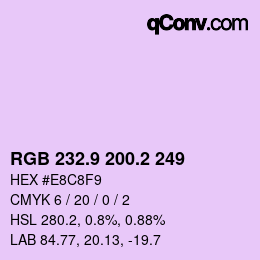 カラーコード: RGB 232.9 200.2 249 | qconv.com