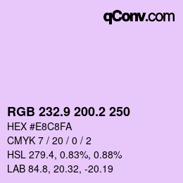 Color code: RGB 232.9 200.2 250 | qconv.com