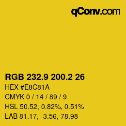 カラーコード: RGB 232.9 200.2 26 | qconv.com