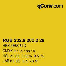 カラーコード: RGB 232.9 200.2 29 | qconv.com