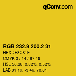 カラーコード: RGB 232.9 200.2 31 | qconv.com