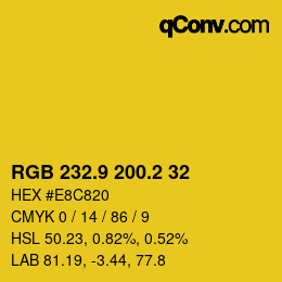 カラーコード: RGB 232.9 200.2 32 | qconv.com