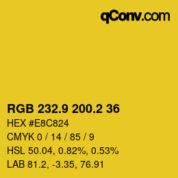 カラーコード: RGB 232.9 200.2 36 | qconv.com
