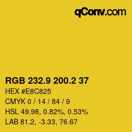 カラーコード: RGB 232.9 200.2 37 | qconv.com