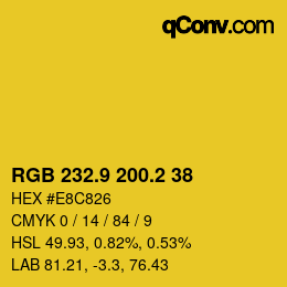 カラーコード: RGB 232.9 200.2 38 | qconv.com