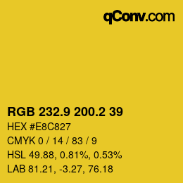 カラーコード: RGB 232.9 200.2 39 | qconv.com