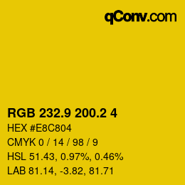 カラーコード: RGB 232.9 200.2 4 | qconv.com