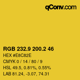 カラーコード: RGB 232.9 200.2 46 | qconv.com
