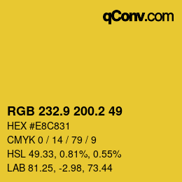 カラーコード: RGB 232.9 200.2 49 | qconv.com