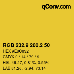 カラーコード: RGB 232.9 200.2 50 | qconv.com