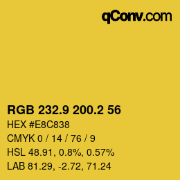 カラーコード: RGB 232.9 200.2 56 | qconv.com