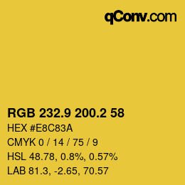 カラーコード: RGB 232.9 200.2 58 | qconv.com