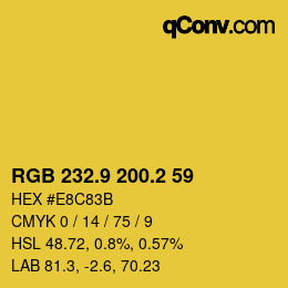 カラーコード: RGB 232.9 200.2 59 | qconv.com