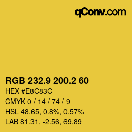カラーコード: RGB 232.9 200.2 60 | qconv.com