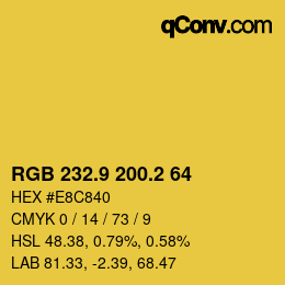 カラーコード: RGB 232.9 200.2 64 | qconv.com